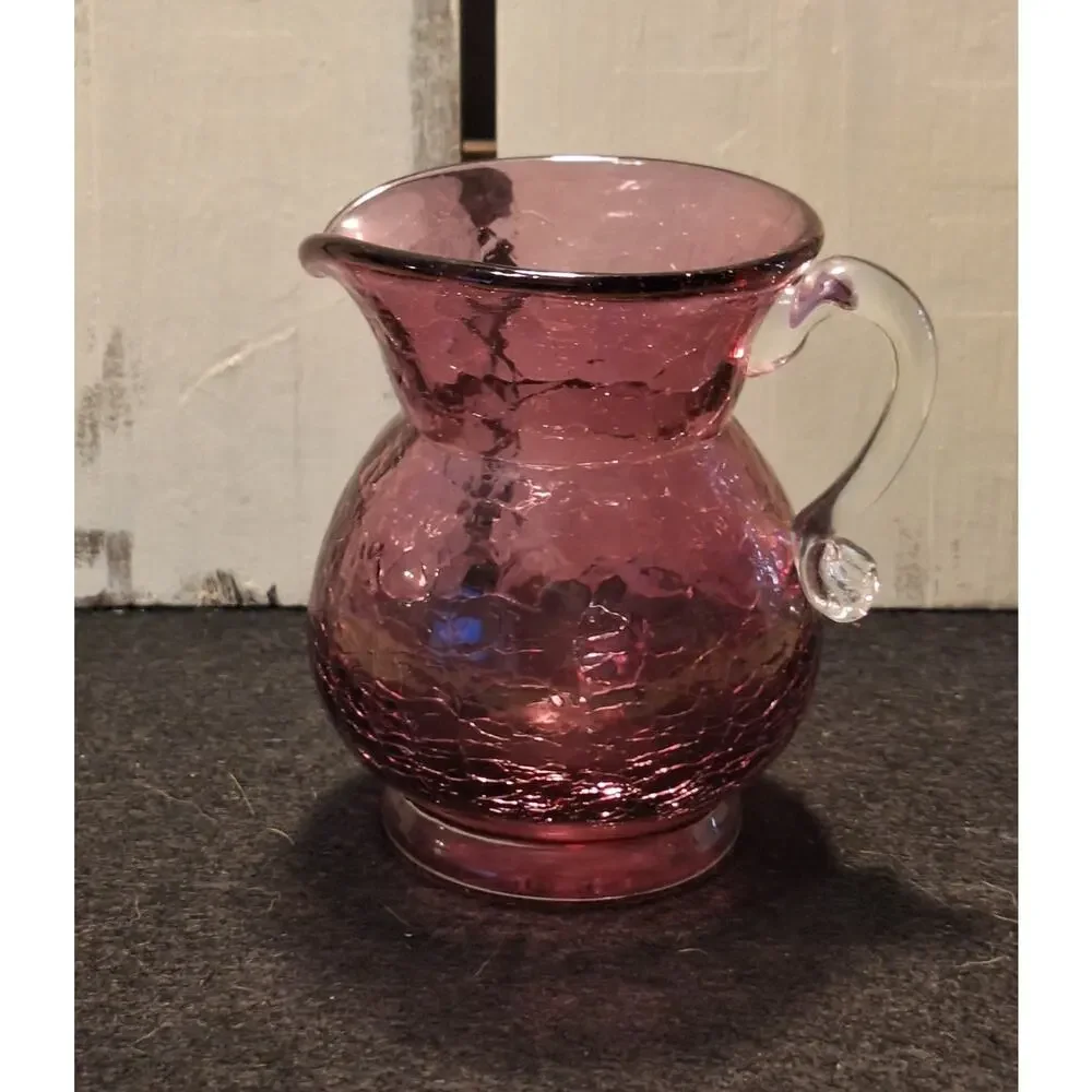 Vintage Kanawha Cranberry Glass Pitcher Created with Gold Encased in Crystal